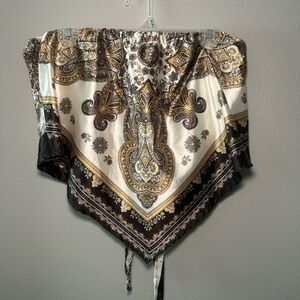 Paisley Satin Scarf-Style Crop Top